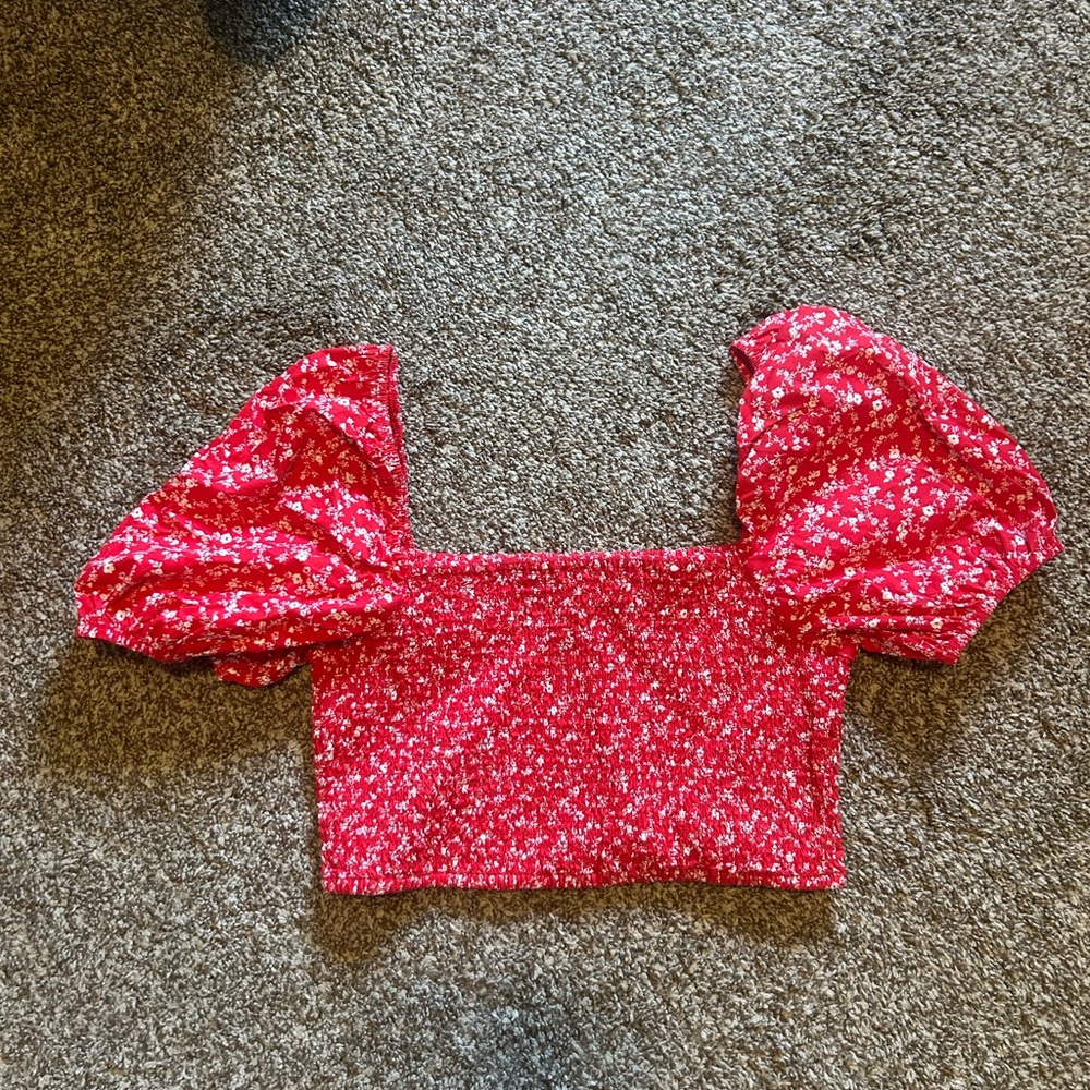 Altar'd State Red Floral Blouse